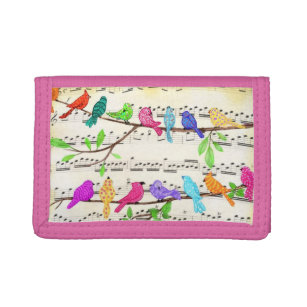 Cute Colourful Musical Birds Symphony - Happy Song Trifold Wallet