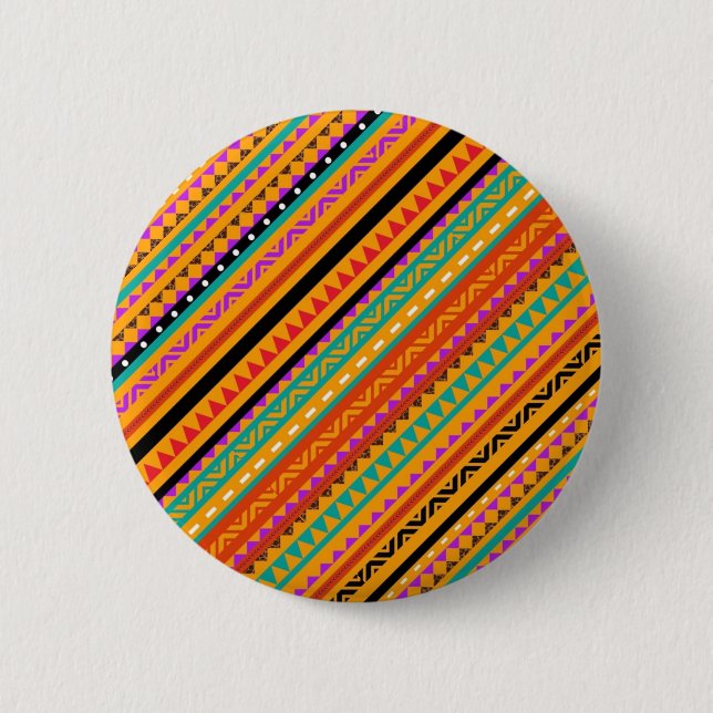 Cute colourful native aztec patterns design 2 inch round button (Front)