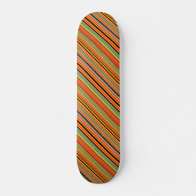 Cute colourful native aztec patterns design fabric skateboard (Front)
