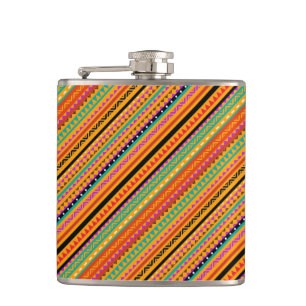 Cute colourful native aztec patterns design hip flask