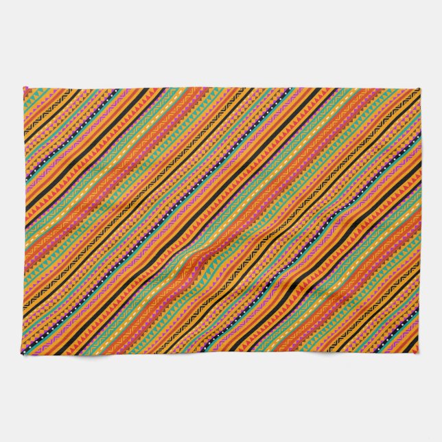 Cute colourful native aztec patterns design kitchen towel (Horizontal)