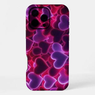 cute, colourful neon hearts Valentine's Day iPhone 16 Pro Max Case