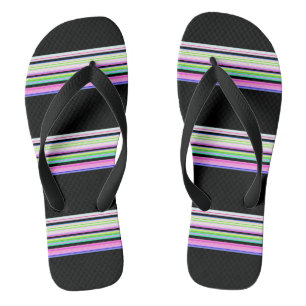 Cute colourful neon stripes flip flops