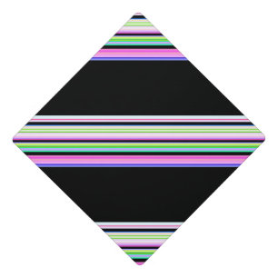 Cute colourful neon stripes graduation cap topper