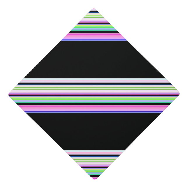 Cute colourful neon stripes graduation cap topper (Front)