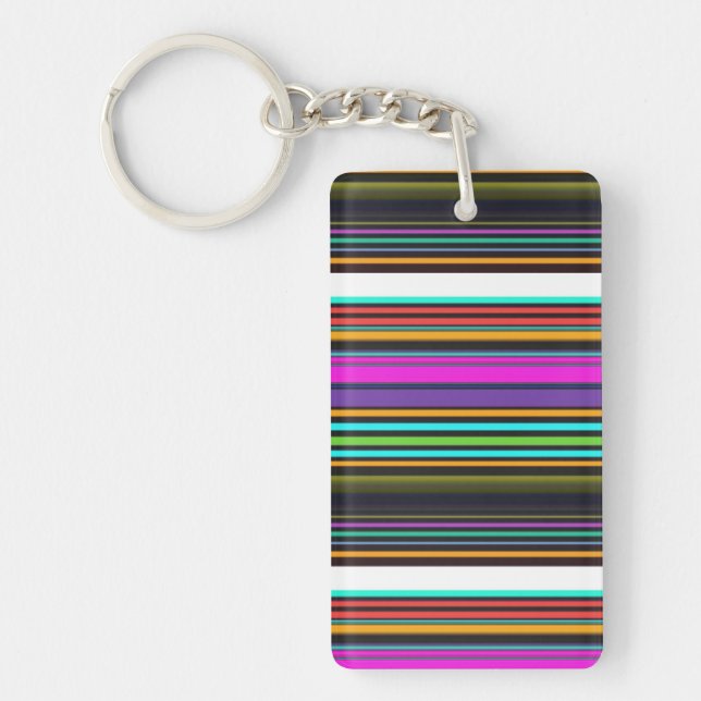 Cute colourful neon stripes keychain (Front)