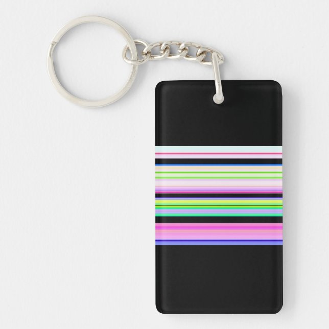 Cute colourful neon stripes keychain (Front)