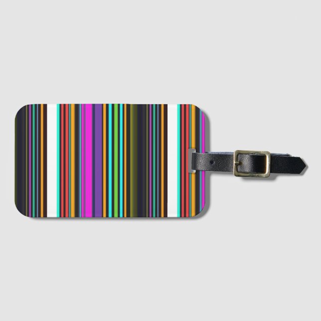 Cute colourful neon stripes luggage tag (Front Horizontal)