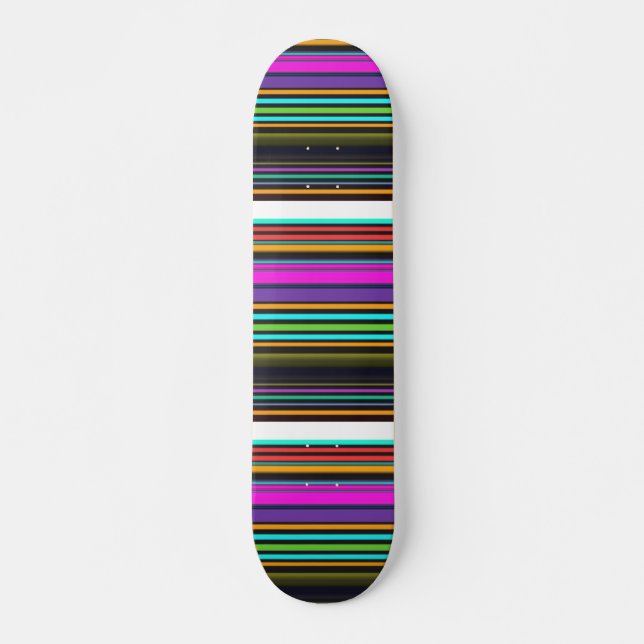 Cute colourful neon stripes skateboard (Front)