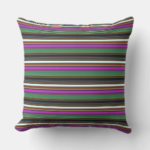 Cute colourful neon stripes throw pillow