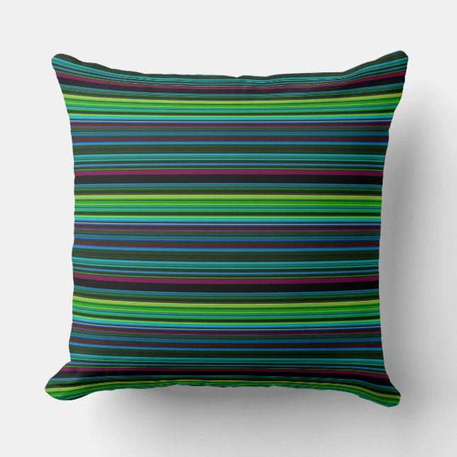 Cute colourful neon stripes throw pillow (Front)