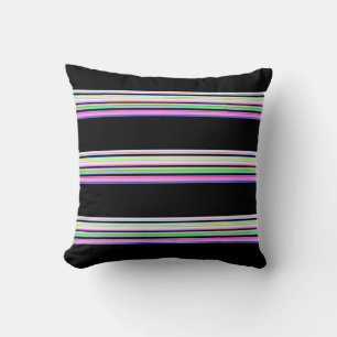 Cute colourful neon stripes throw pillow