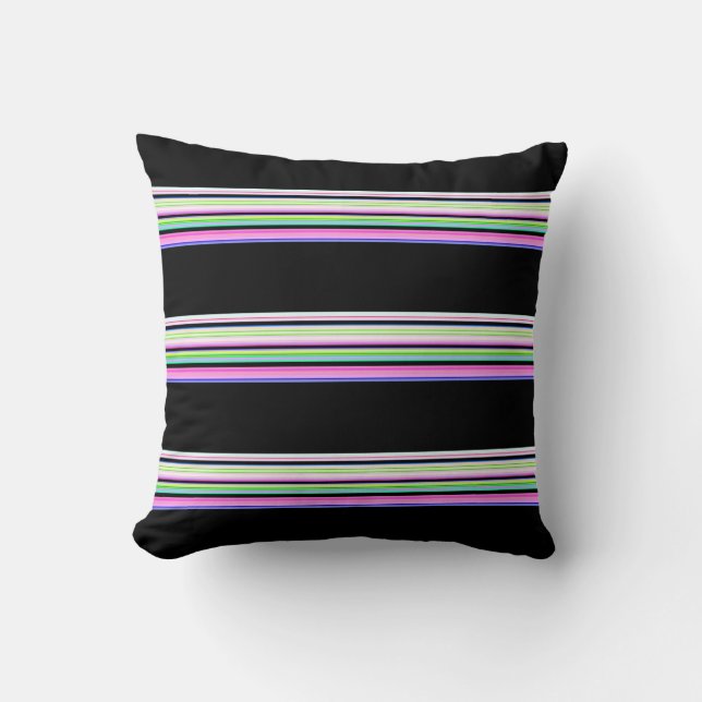 Cute colourful neon stripes throw pillow (Front)