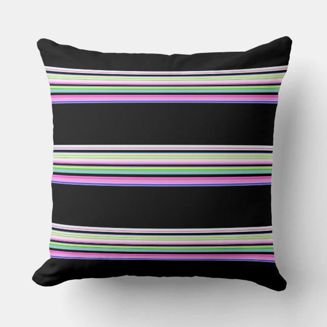 Cute colourful neon stripes throw pillow (Front)