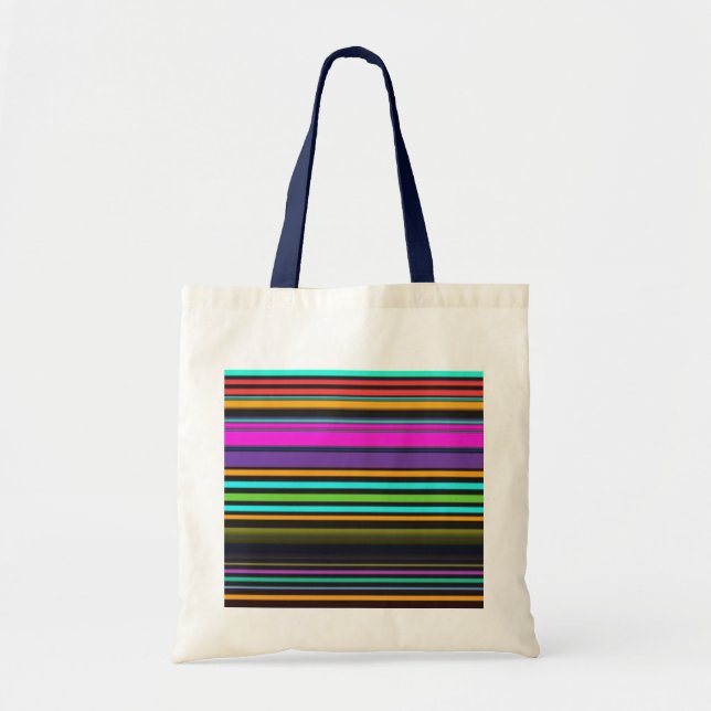 Cute colourful neon stripes throw pillow ping pong tote bag (Front)