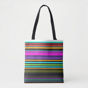 Cute colourful neon stripes tote bag