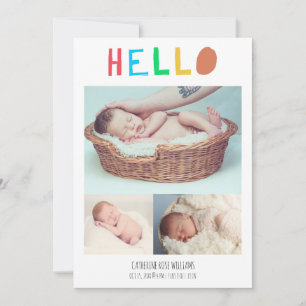 Cute Colourful newborn welcome Hello Baby  Announcement