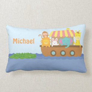 Cute Colourful Noahs Ark Baby Nursery Room Decor Lumbar Pillow