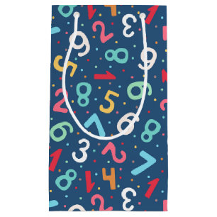 Cute Colourful Numbers Pattern Blue Kids Small Gift Bag