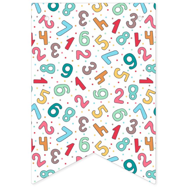 Cute Colourful Numbers Pattern Kids Birthday Bunting Flags (First Flag)