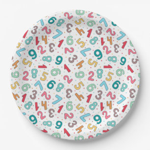 Cute Colourful Numbers Pattern Kids Birthday Paper Plate