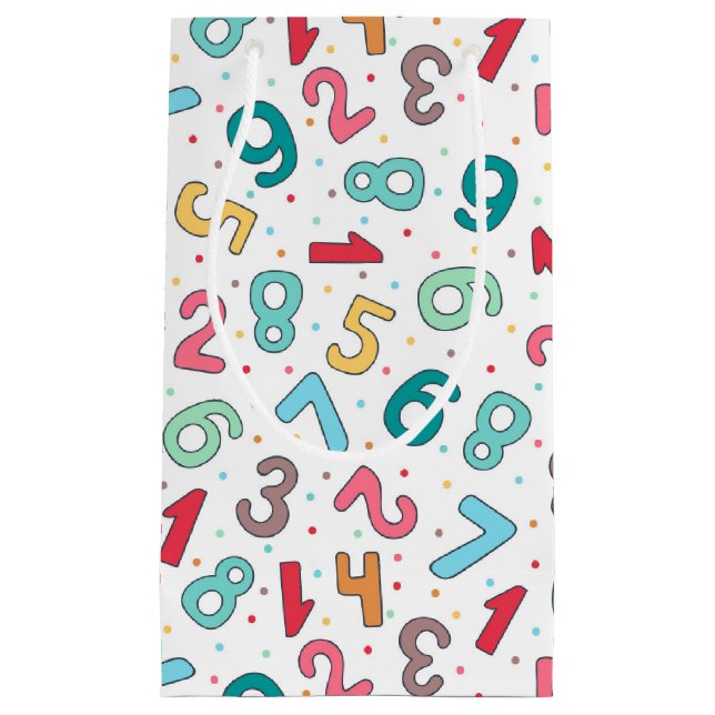 Cute Colourful Numbers Pattern Kids Birthday Small Gift Bag (Front)