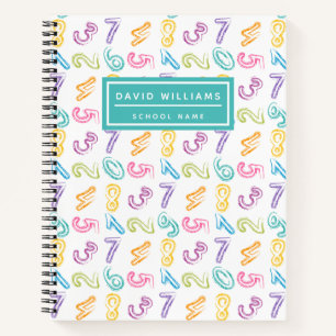 Cute Colourful Numbers Pattern Kids Name School Notebook