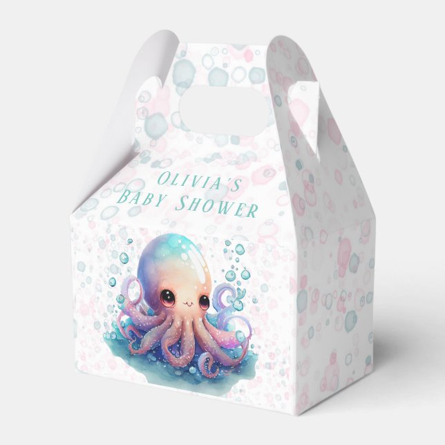Cute Colourful Octopus Baby Shower Favor Box (Front Side)