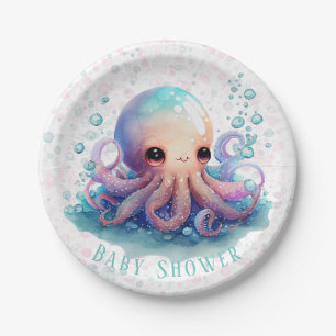 Cute Colourful Octopus Baby Shower Paper Plate