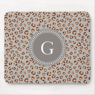 Cute colourful orange brown cheetah print monogram mouse pad