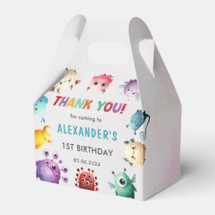 Cute Colourful Our Little Monster Birthday Party Favor Box