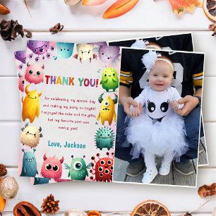 Cute Colourful Our Little Monster Thank You Card