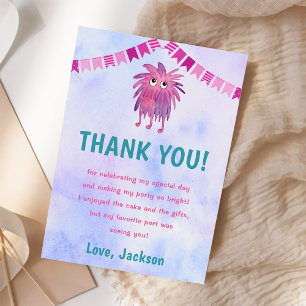 Cute Colourful Our Little Monster Thank You Card