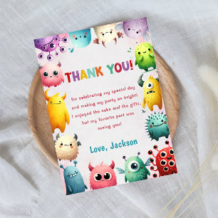 Cute Colourful Our Little Monster Thank You Card