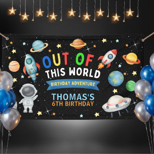 Cute Colourful Out Of This World Space Birthday Banner