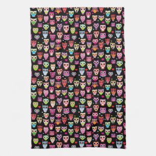cute colourful owl kids pattern kitchen towel