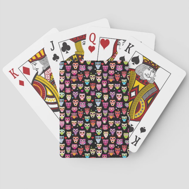 cute colourful owl kids pattern playing cards (Back)