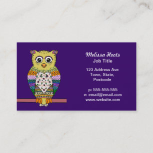 Cute Colourful Owl on star lit night Business Card