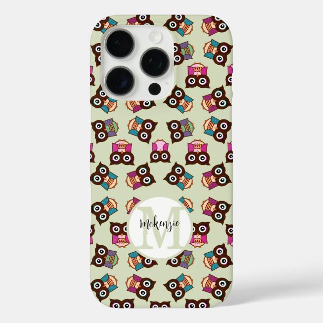 Cute Colourful Owl Pattern Choose Colour Case-Mate iPhone Case (Back)