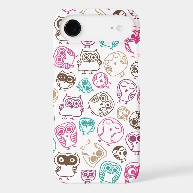 Cute colourful owl pattern in pink and blue Case-Mate iPhone case (Back)