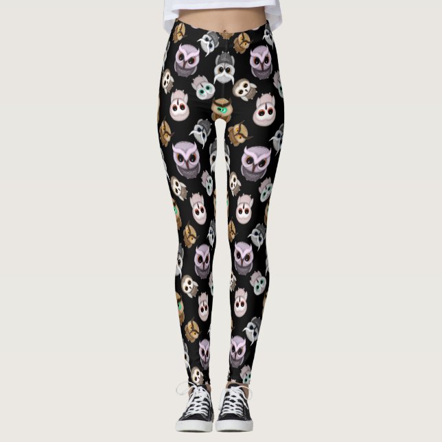 Cute Colourful Owls Leggings (Front)