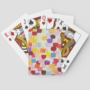 Cute colourful painting flowers playing cards