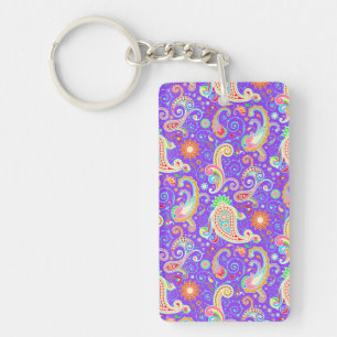 Cute colourful paisley pattern neck tie keychain