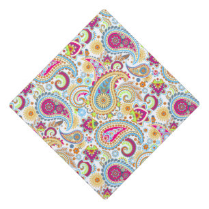 Cute colourful paisley pattern tablecloth graduation cap topper