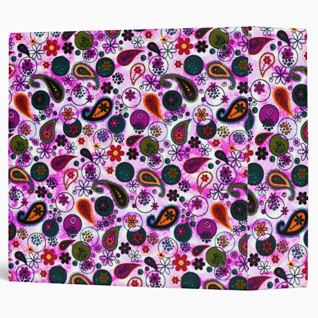 Cute colourful paisley patterns binder (Back/Spine)