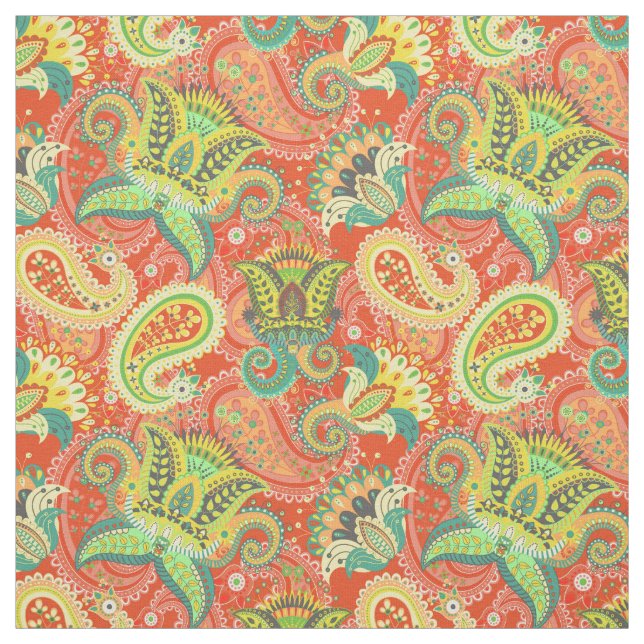 Cute colourful paisley patterns fabric (Swatch)
