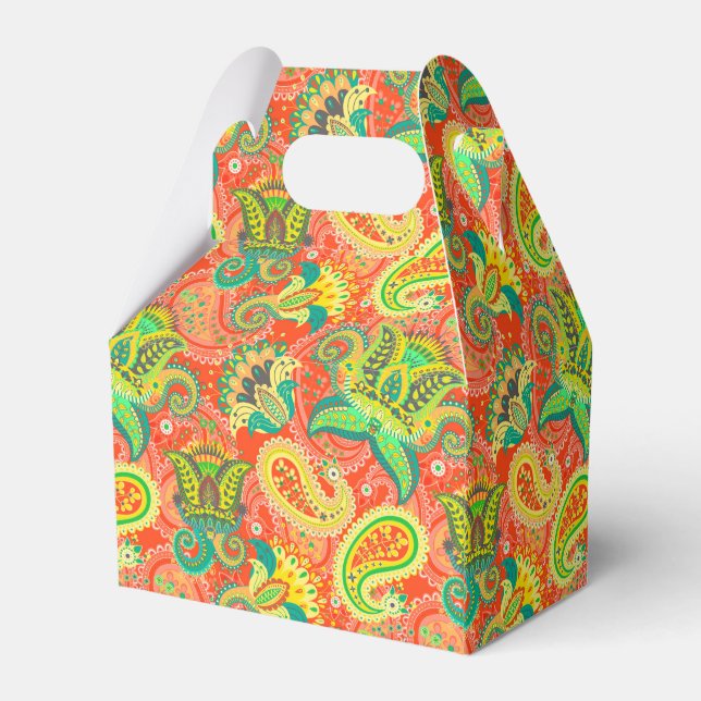 Cute colourful paisley patterns favor box (Back Side)