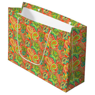 Cute colourful paisley patterns large gift bag
