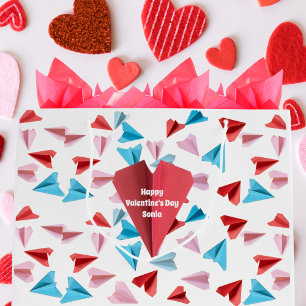 Cute Colourful Paper Airplane,Custom Valentine Day Large Gift Bag