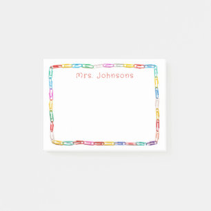 Cute Colourful Paper Clips School Teachers Name Post-it Notes